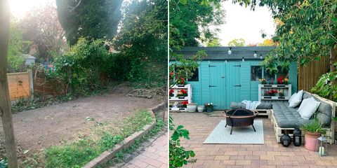 antes y después de un patio