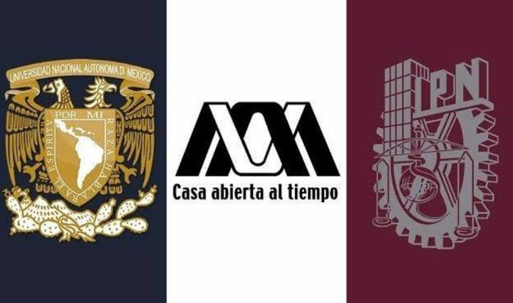 Escudos, de izquierda a derecha: unam, uam e ipn